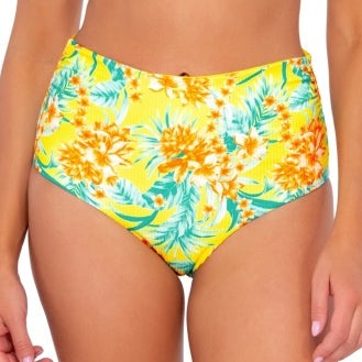 Capri High Waist - 310B - Golden Tropics Sandbar Rib Swim - Bottoms - High Waist Sunsets, Inc. Yellow M 