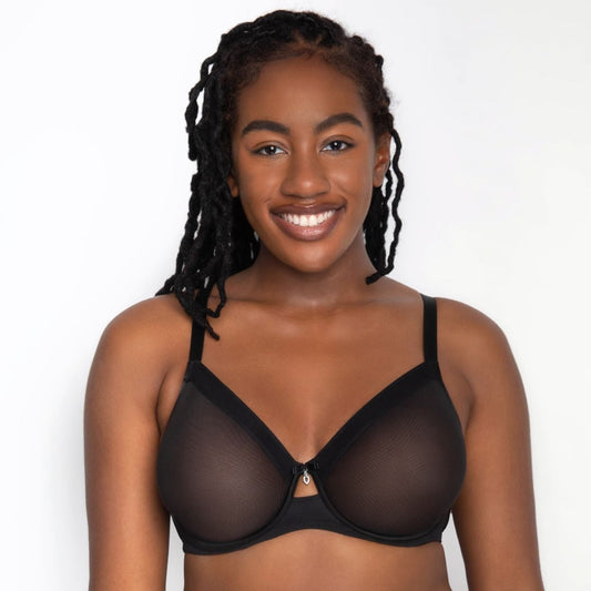 Sheer Mesh Unlined Bra - 1311 - Black Bras & Lingerie - Bras - Underwire Bras CURVY COUTURE BLACK 34H