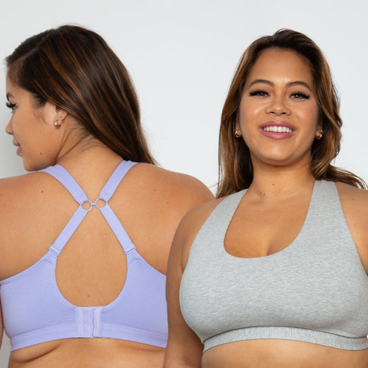 Cotton Comfort 2-Pack Bralette - 1353 - Heather/Lavender Bras & Lingerie - Bras - Wireless Bras CURVY COUTURE MULTI M