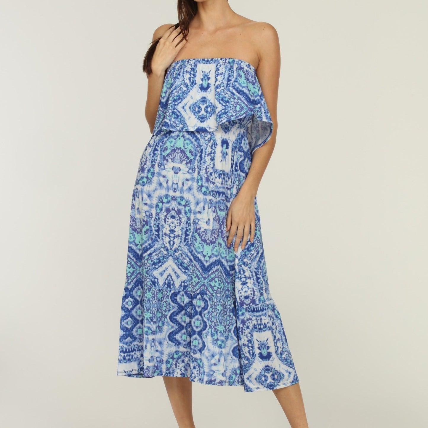 Ruffle Maxi Tube Dress - 1DL-1057 - Bosworth Unclassified VERONICA M BLUE S 