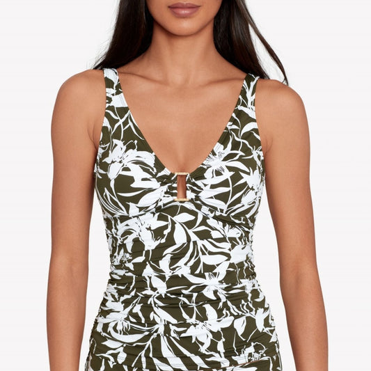 Ring Tankini - 20390127 - Olive Tropic Monotone