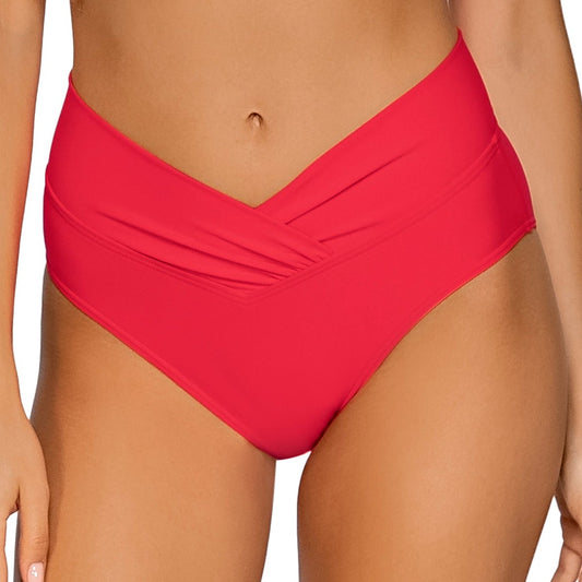 Summer Lovin V-Front - 31B - Geranium Swim - Bottoms - Bikini Sunsets, Inc. RED S