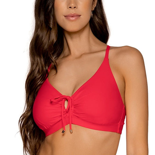 Kauai Keyhole Bikini Top - 54 - Geranium Swim - Tops - Bikinis Sunsets, Inc. RED 32DD 