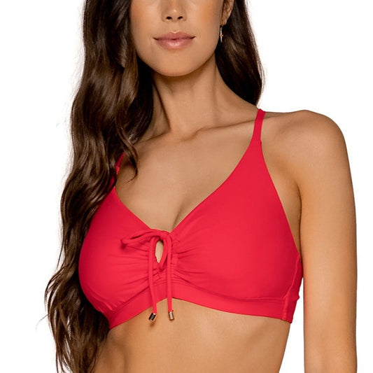 Kauai Keyhole Bikini Top - 54 - Geranium Swim - Tops - Bikinis Sunsets, Inc. RED 32E/30F/28G