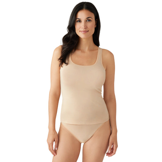 Understated Cotton Tank - 815362 - Sand/Black Sleep & Lounge - Lounger - Tops Wacoal NEUTRAL L
