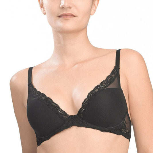 Feathers Underwire Plunge Bra- 730023 Bras NATORI 32D BLACK